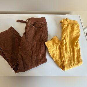 Gap Kids Brown Corduroy Pants and yellow joggers